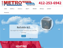 Tablet Screenshot of metroheatingcooling.com